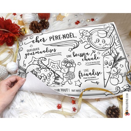 Set de Table coloriable du Père Noël motif souris en feutrine épaisse