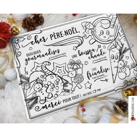 Set de Table coloriable du Père Noël motif souris en feutrine épaisse