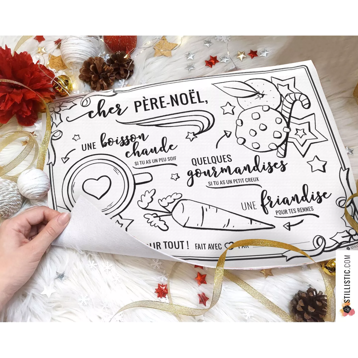 Set de Table coloriable du Père Noël Classique en feutrine épaisse