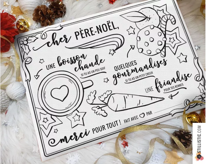 Set de Table coloriable du Père Noël Classique en feutrine épaisse