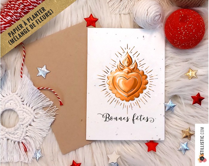 Carte de voeux Noël à planter Coeur Ex-Voto