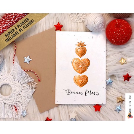 Carte de voeux Noël à planter Coeur Ex-Voto et pains d'épices