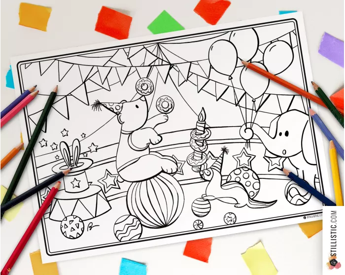 Set de table Cirque à imprimer et colorier