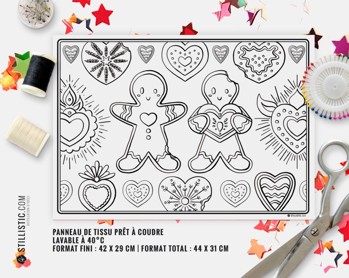 Coupon tissu Set de table Motif Pains d'épices