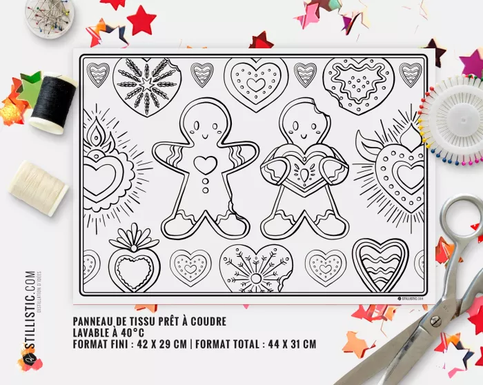 Coupon tissu Set de table Motif Pains d'épices