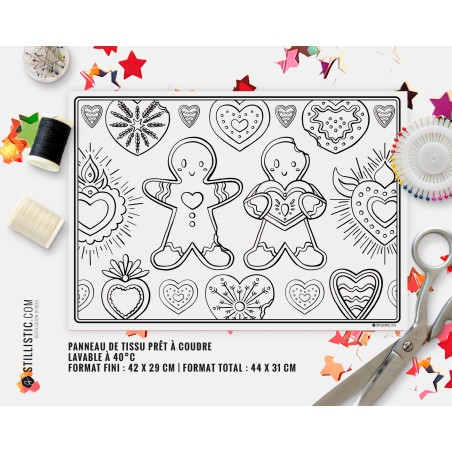Coupon tissu Set de table Motif Pains d'épices
