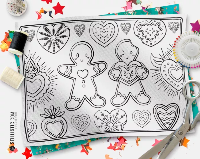 Coupon tissu Set de table Motif Pains d'épices