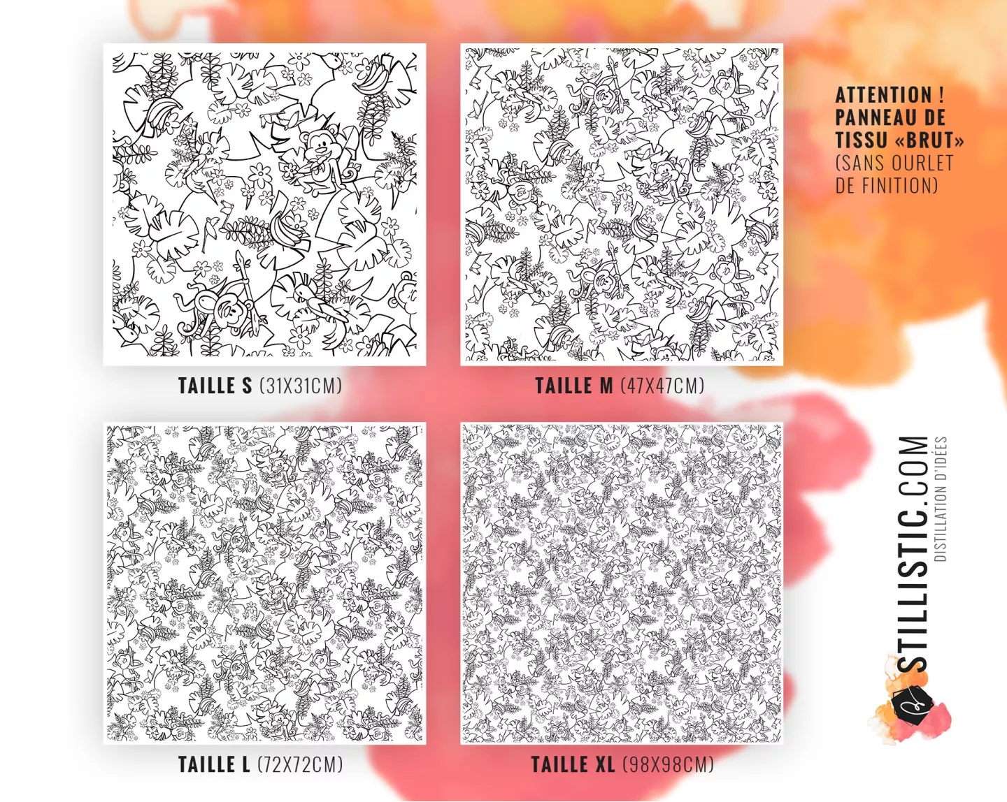 Coupon coloriable Furoshiki Singe Jungle émotions