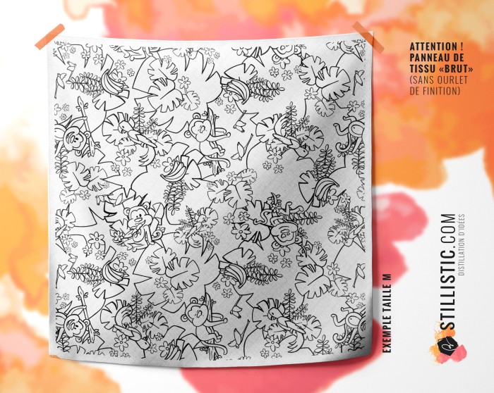 Coupon coloriable Furoshiki Singe Jungle émotions
