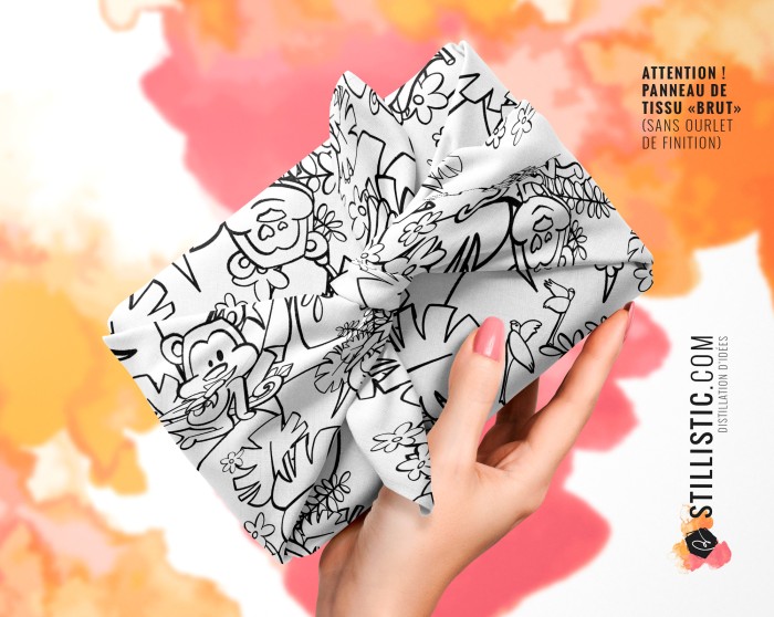 Coupon coloriable Furoshiki Singe Jungle émotions