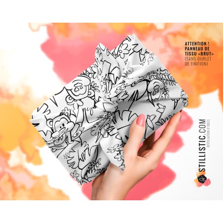 Coupon coloriable Furoshiki Singe Jungle émotions