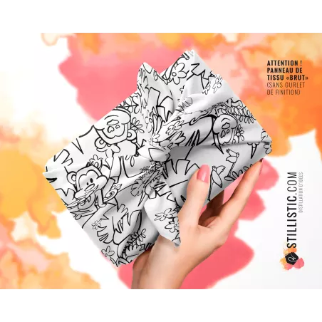 Coupon coloriable Furoshiki Singe Jungle émotions