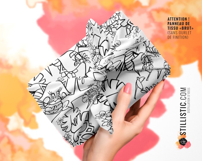 Coupon coloriable Furoshiki Panda Roux Yoga