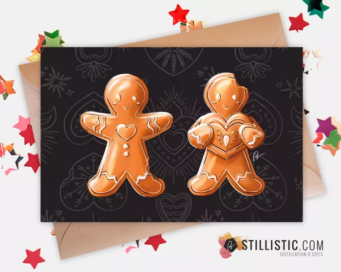 Carte de voeux Illustration Bonhommes pains d'épices