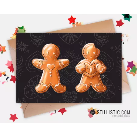 Carte de voeux Illustration Bonhommes pains d'épices