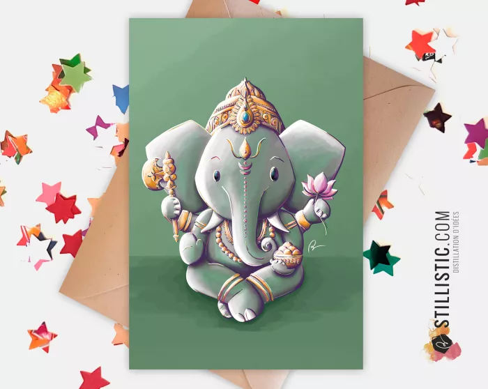 Carte de voeux Illustration éléphant Ganesh