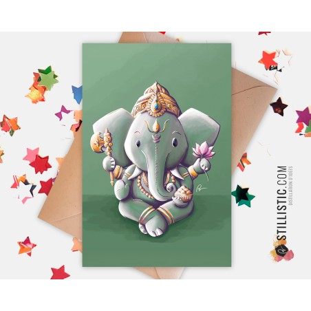 Carte de voeux Illustration éléphant Ganesh