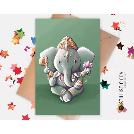 Carte de voeux Illustration éléphant Ganesh