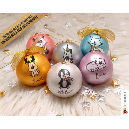 Boule de Noël Pingouin incassable personnalisable