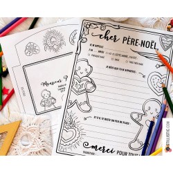 Lettre au Père Noël à imprimer et colorier Cœurs et pains