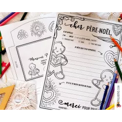 Lettre au Père Noël à imprimer et colorier Cœurs et pains