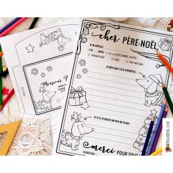 Lettre au Père Noël à imprimer et colorier motif Teckels