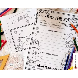 Lettre au Père Noël à imprimer et colorier motif Teckels