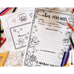 Lettre au Père Noël + enveloppe motif Souris à imprimer et colorier