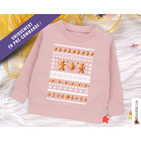 Sweat-shirt de Noël Pains d'épices cœurs ex-voto Enfant