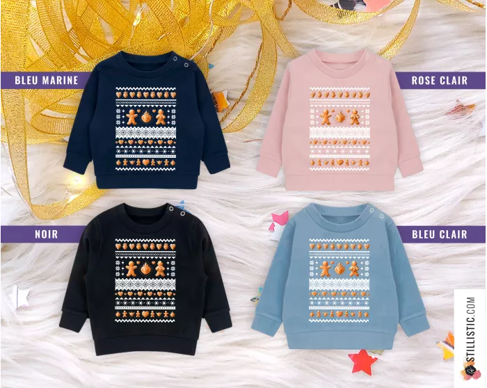 Sweat-shirt de Noël Pains d'épices cœurs ex-voto Enfant