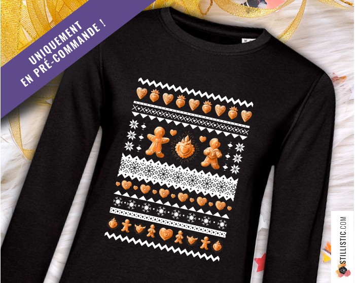 Sweat-shirt de Noël Pains d'épices cœurs ex-voto Adulte