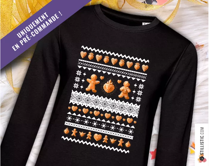 Sweat-shirt de Noël Pains d'épices cœurs ex-voto Adulte