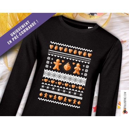 Sweat-shirt de Noël Pains d'épices cœurs ex-voto Adulte