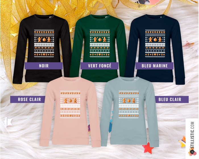 Sweat-shirt de Noël Pains d'épices cœurs ex-voto Adulte