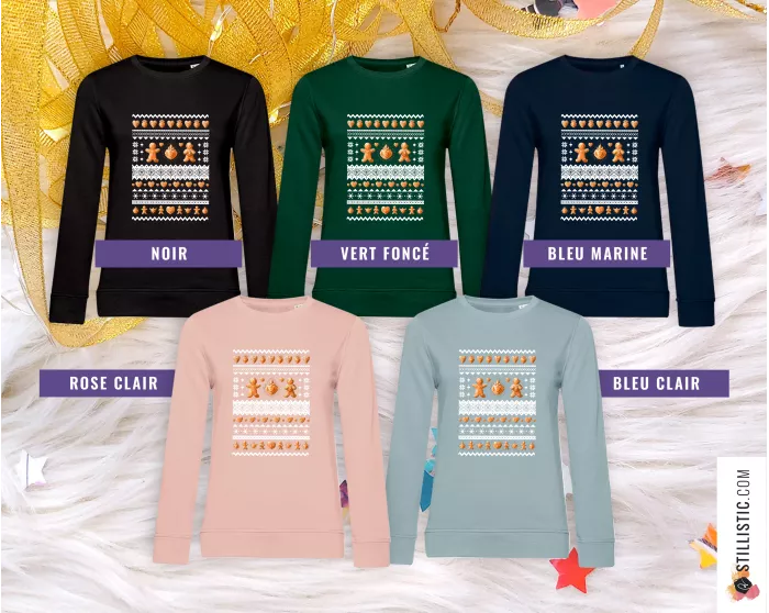 Sweat-shirt de Noël Pains d'épices cœurs ex-voto Adulte