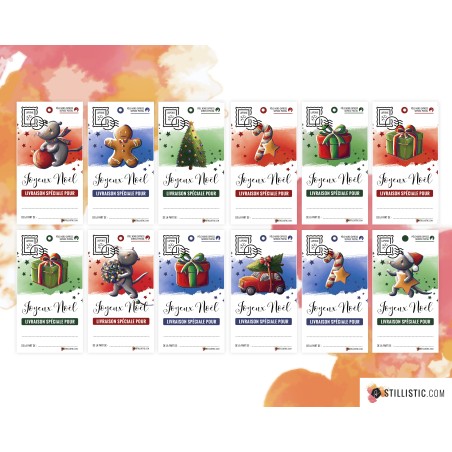 Etiquettes cadeaux Souris  de Noël à imprimer