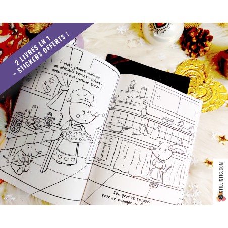 Livre 32 pages 2 histoires à colorier Noël et Halloween + stickers offerts Stillistic