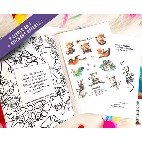 Livre 2 histoires à colorier Emotions et Yoga + stickers offerts