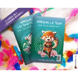 Livre 2 histoires à colorier Emotions et Yoga + stickers offerts
