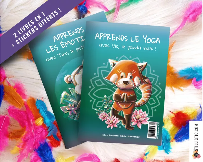Livre 2 histoires à colorier Emotions et Yoga + stickers offerts