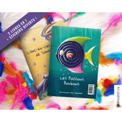 Livre 2 histoires à colorier Licorne et Poissons Bonbons + stickers offerts