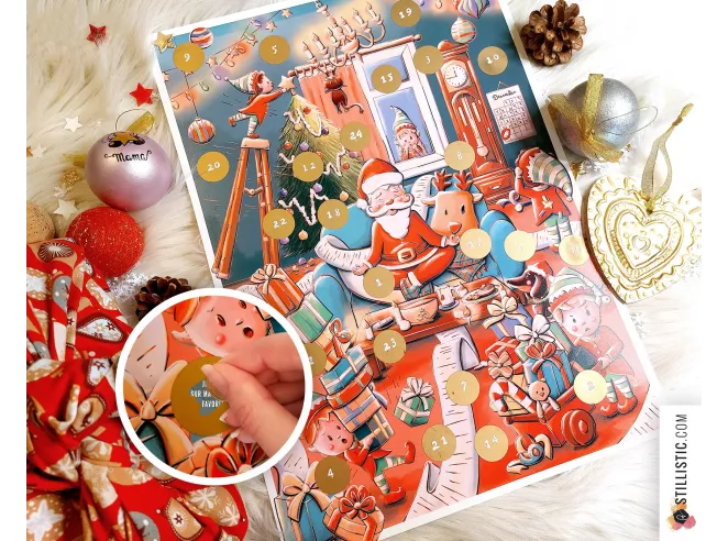 Calendrier de l'Avent à gratter Noël Bienveillant