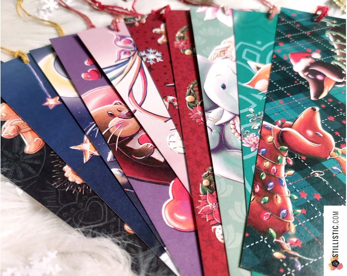 Marque-page Animaux de Noël en papier recyclé