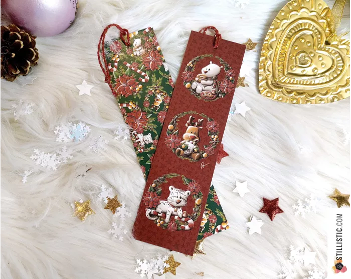 Marque-page Animaux de Noël en papier recyclé