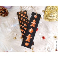 Marque-page Pains d'épices et Coeurs Ex-voto Noël en papier recyclé