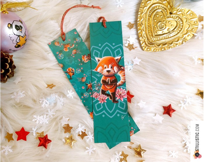 Marque-page Panda Roux Yoga en papier recyclé