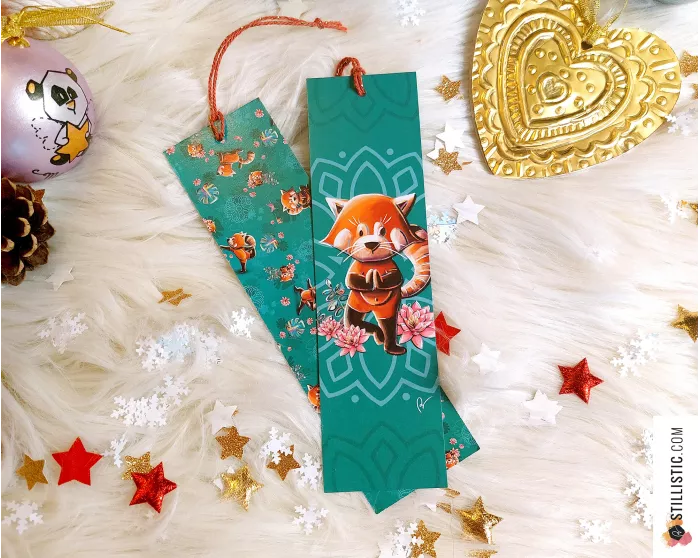 Marque-page Panda Roux Yoga en papier recyclé