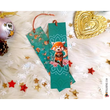 Marque-page Panda Roux Yoga en papier recyclé