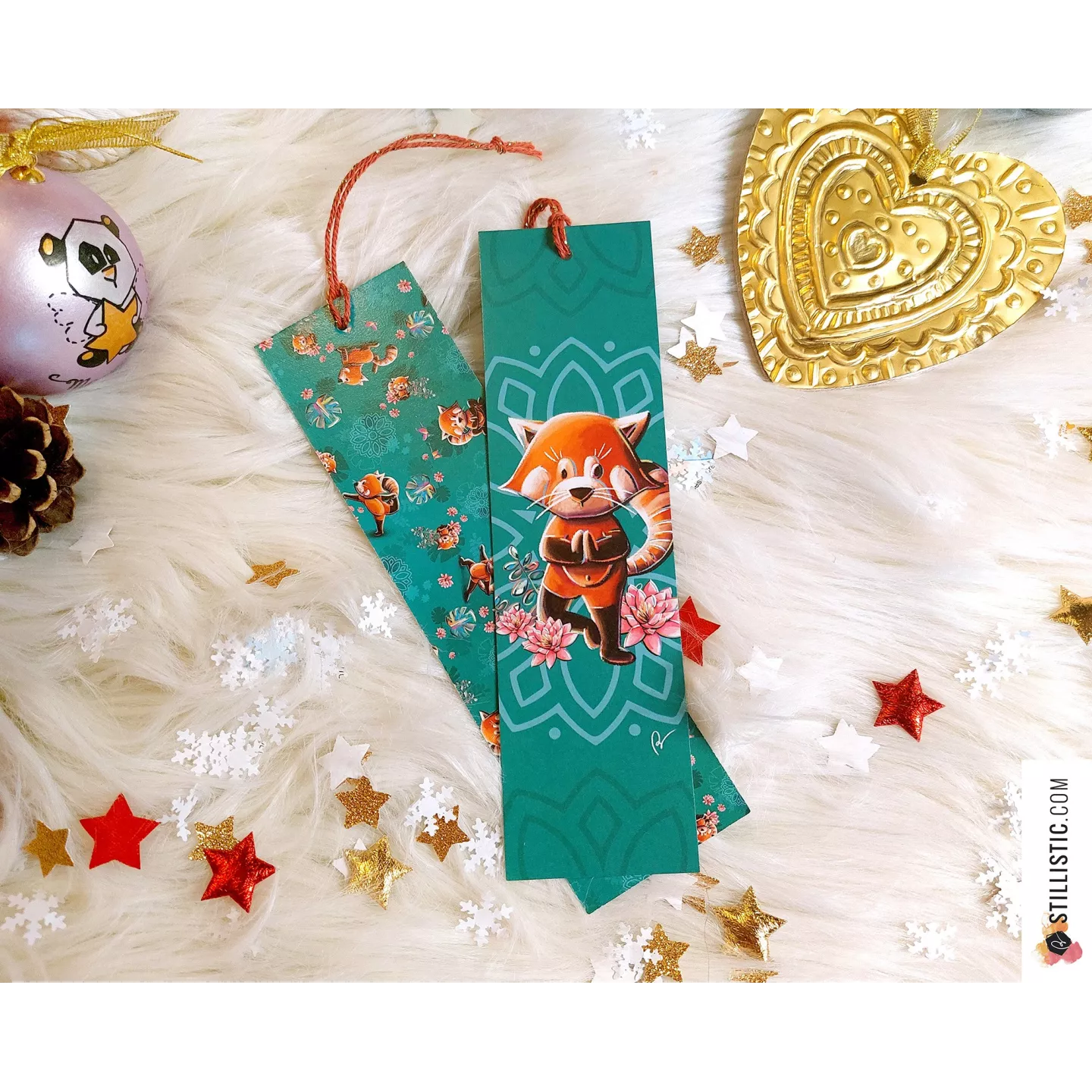 Marque-page Panda Roux Yoga en papier recyclé