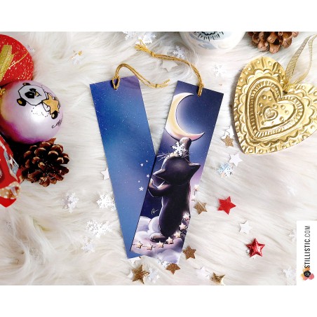 Marque-page Chat lune en papier recyclé